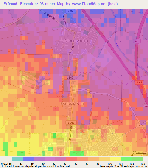 Erftstadt,Germany Elevation Map