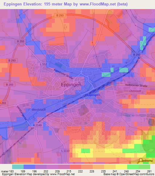 Eppingen,Germany Elevation Map