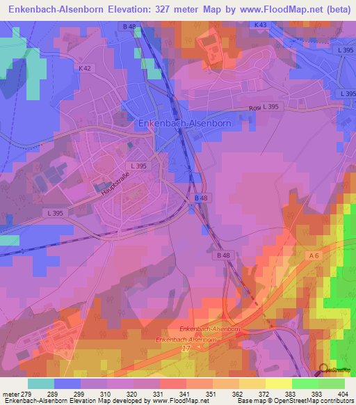 Enkenbach-Alsenborn,Germany Elevation Map