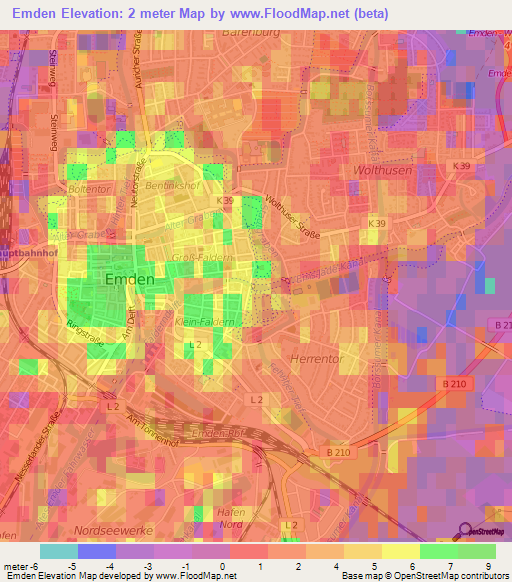 Emden,Germany Elevation Map