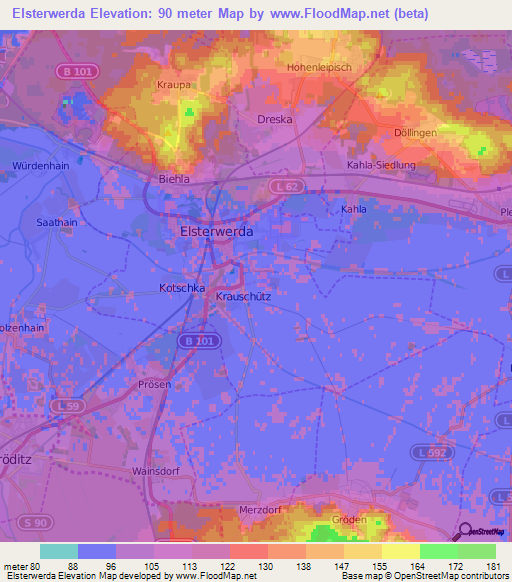 Elsterwerda,Germany Elevation Map