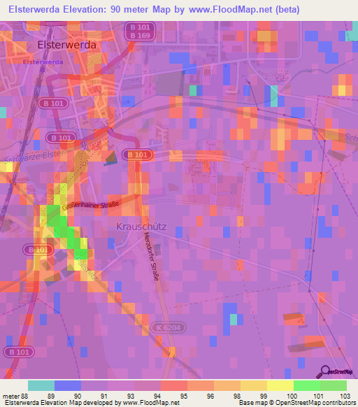 Elsterwerda,Germany Elevation Map