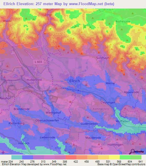 Ellrich,Germany Elevation Map