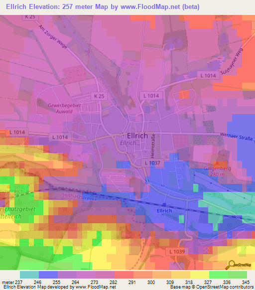 Ellrich,Germany Elevation Map