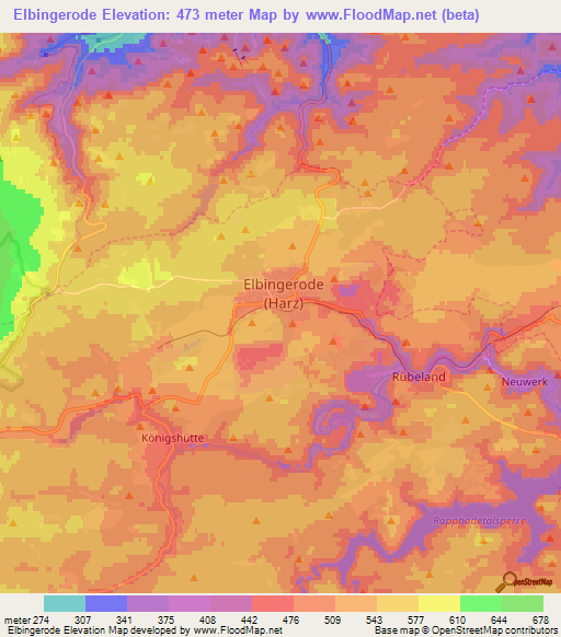 Elbingerode,Germany Elevation Map