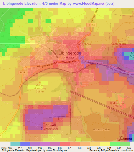 Elbingerode,Germany Elevation Map