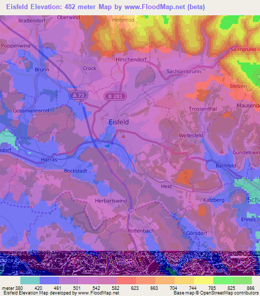 Eisfeld,Germany Elevation Map