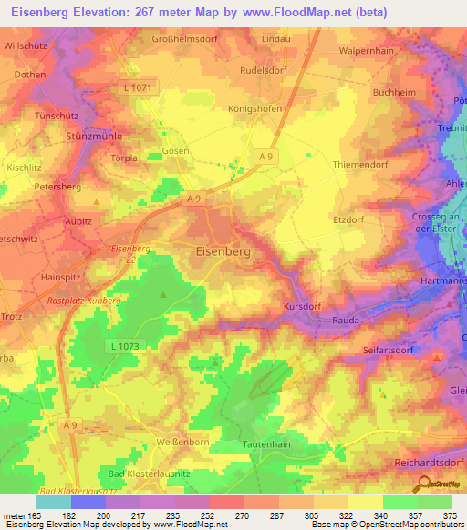 Eisenberg,Germany Elevation Map