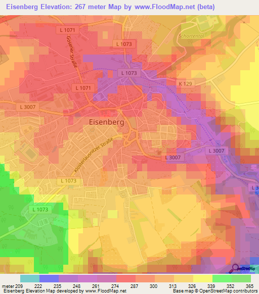 Eisenberg,Germany Elevation Map