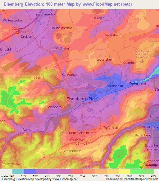 Eisenberg,Germany Elevation Map