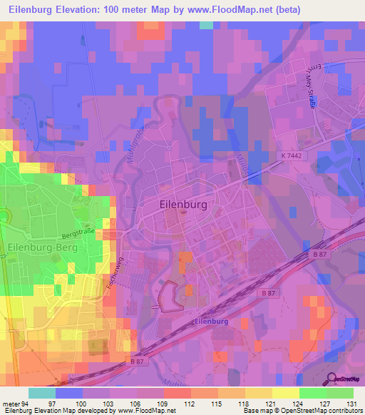 Eilenburg,Germany Elevation Map