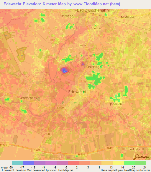 Edewecht,Germany Elevation Map