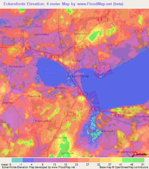 Eckernforde,Germany Elevation Map