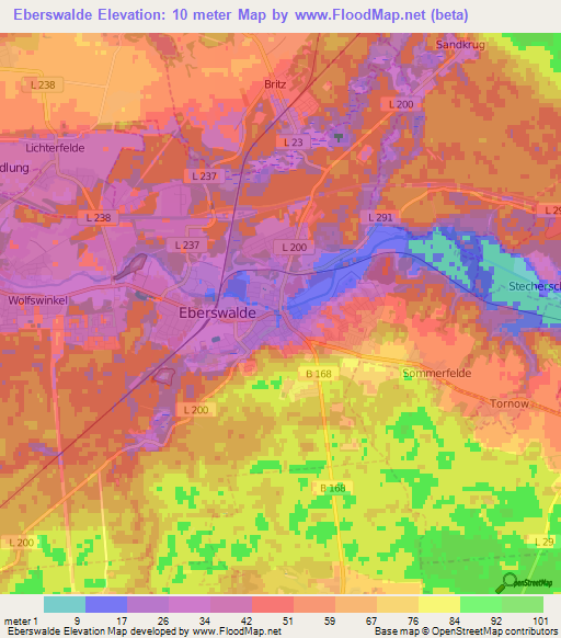Eberswalde,Germany Elevation Map