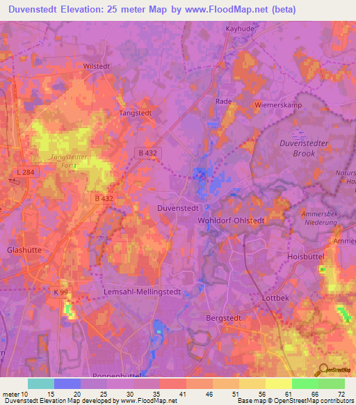 Duvenstedt,Germany Elevation Map