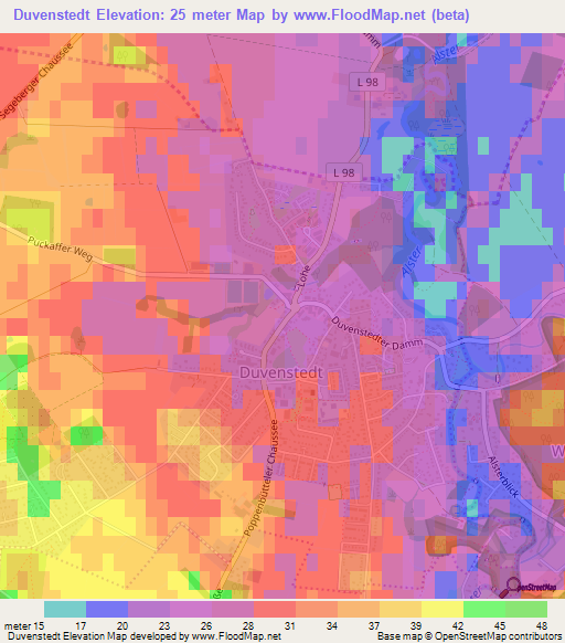 Duvenstedt,Germany Elevation Map