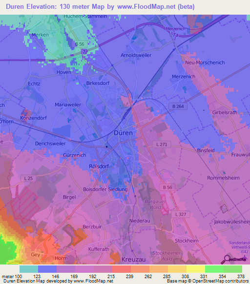 Duren,Germany Elevation Map