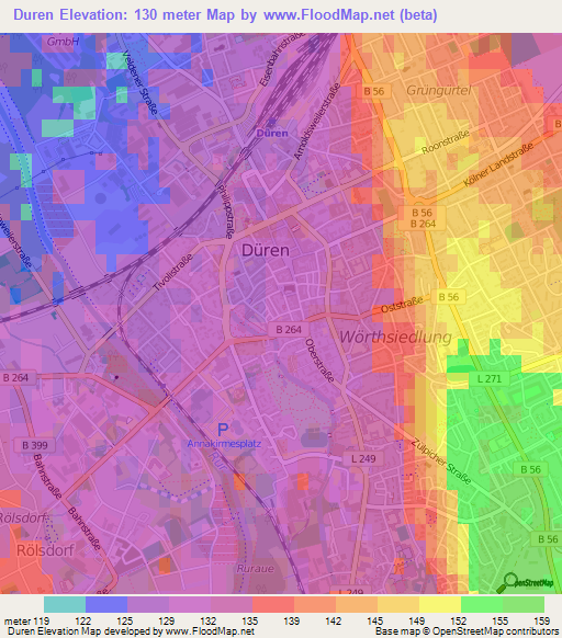 Duren,Germany Elevation Map