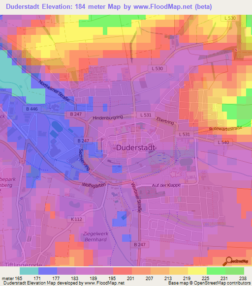 Duderstadt,Germany Elevation Map