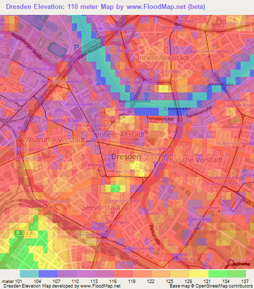 Dresden,Germany Elevation Map