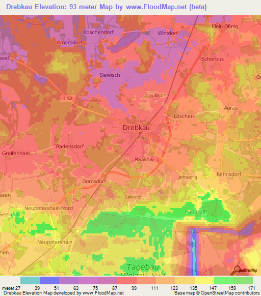 Drebkau,Germany Elevation Map