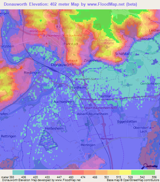 Donauworth,Germany Elevation Map