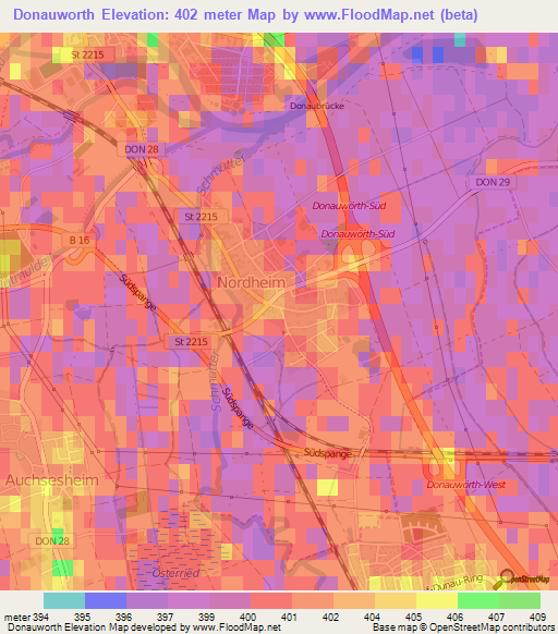 Donauworth,Germany Elevation Map