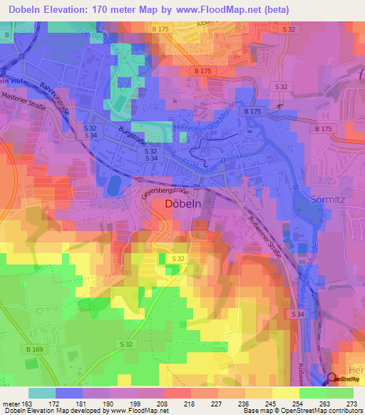 Dobeln,Germany Elevation Map