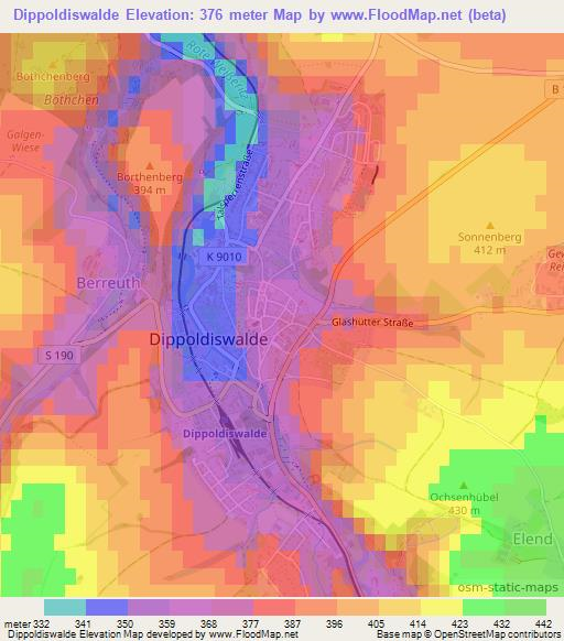 Dippoldiswalde,Germany Elevation Map