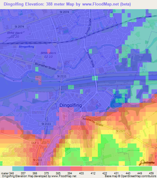 Dingolfing,Germany Elevation Map