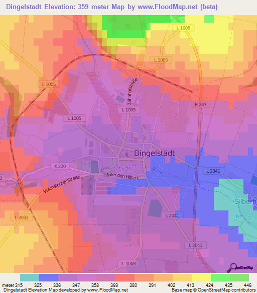 Dingelstadt,Germany Elevation Map