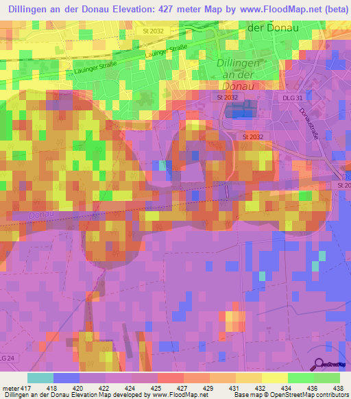 Dillingen an der Donau,Germany Elevation Map