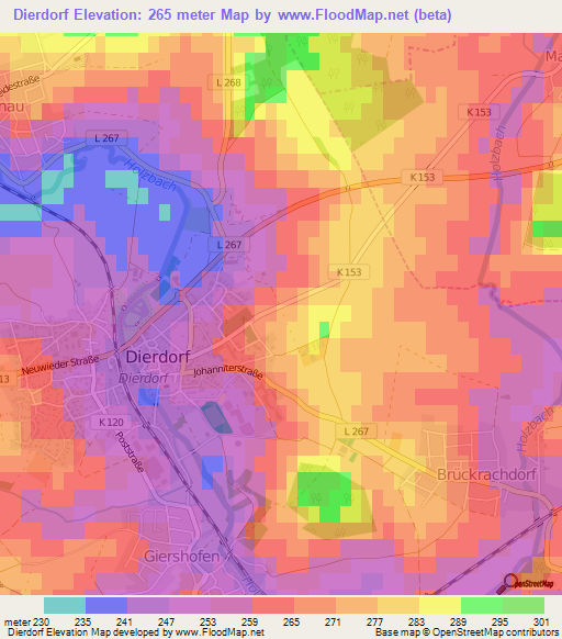 Dierdorf,Germany Elevation Map