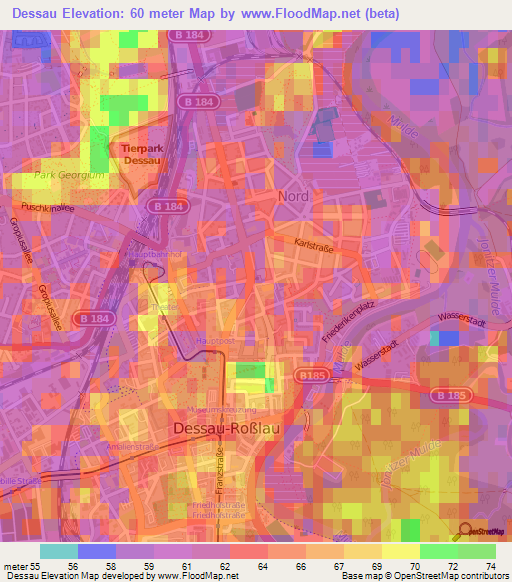 Dessau,Germany Elevation Map