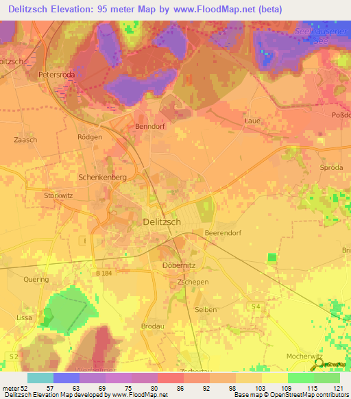 Delitzsch,Germany Elevation Map