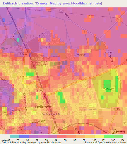 Delitzsch,Germany Elevation Map