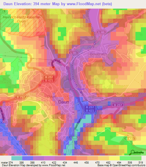 Daun,Germany Elevation Map