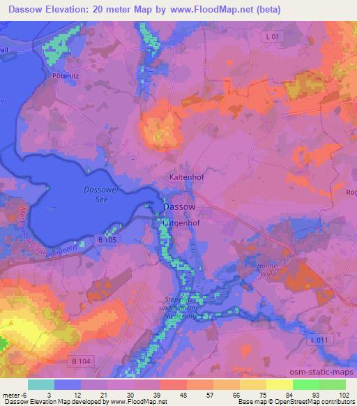 Dassow,Germany Elevation Map