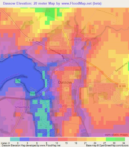 Dassow,Germany Elevation Map