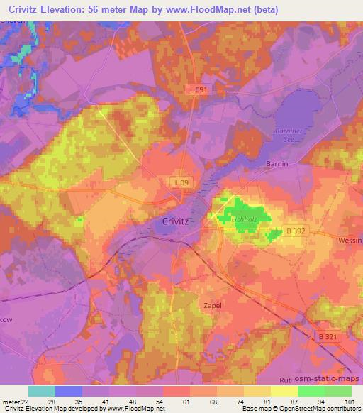 Crivitz,Germany Elevation Map