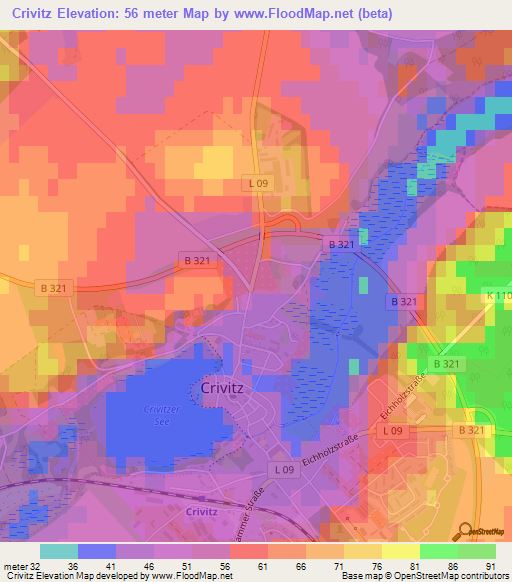 Crivitz,Germany Elevation Map