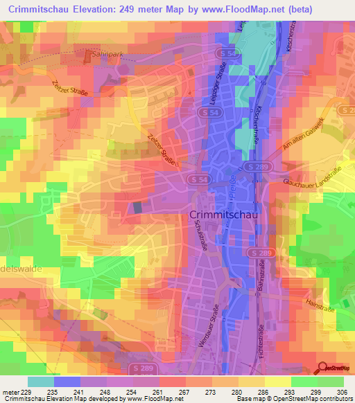 Crimmitschau,Germany Elevation Map