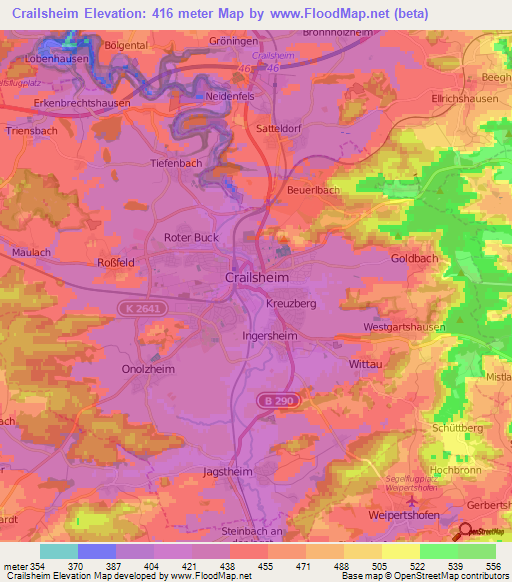 Crailsheim,Germany Elevation Map