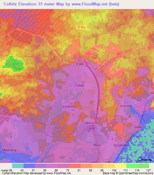 Colbitz,Germany Elevation Map