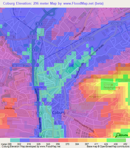 Coburg,Germany Elevation Map