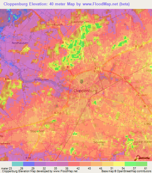 Cloppenburg,Germany Elevation Map