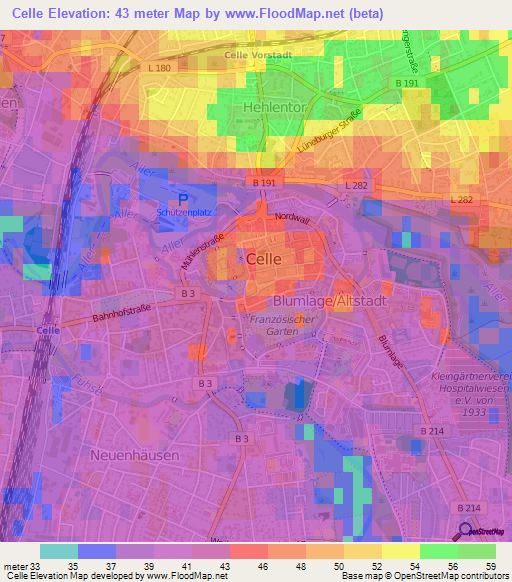 Celle,Germany Elevation Map