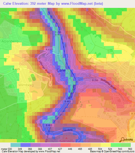 Calw,Germany Elevation Map