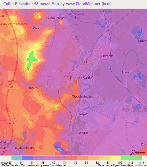 Calbe,Germany Elevation Map