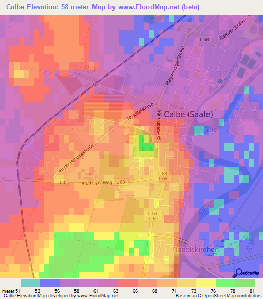 Calbe,Germany Elevation Map